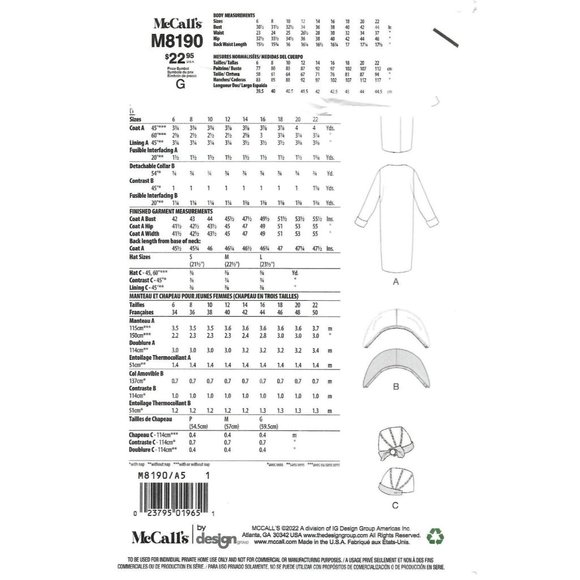 McCall's M8190 Misses 14 to 22 Uncut 1920 Flapper Fancy Dress Coat Pattern New - Picture 2 of 2